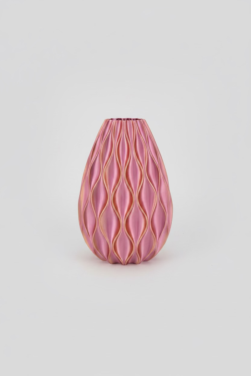 Designer Vase "Sine" - Metal Blossom | 30 cm | Color-changing effect
