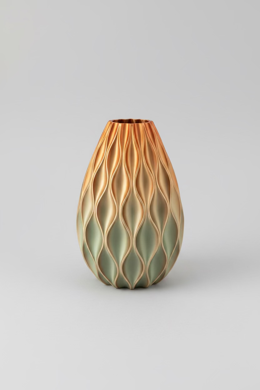 Designer Vase "Sine" - Metal Blossom | 25 cm | Color-changing effect