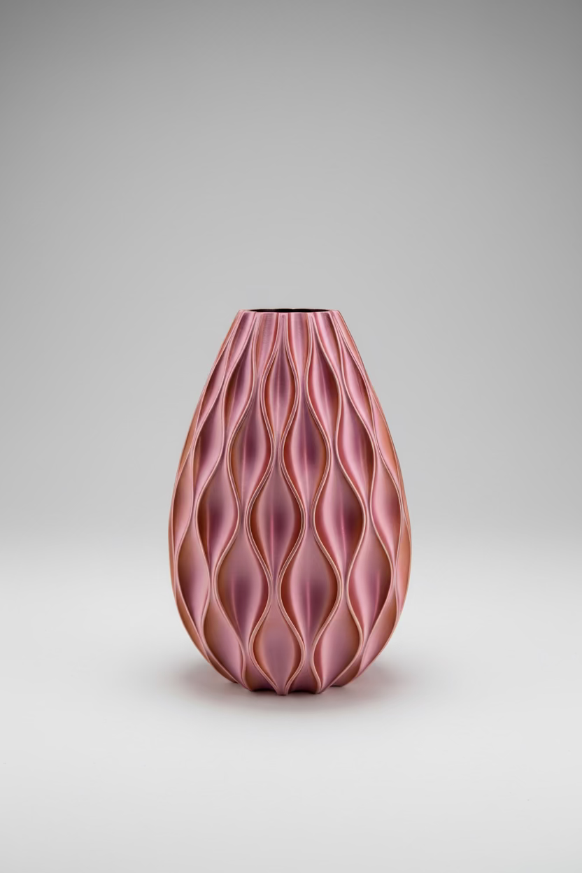Designer Vase "Sine" - Metal Blossom | 25 cm | Color-changing effect