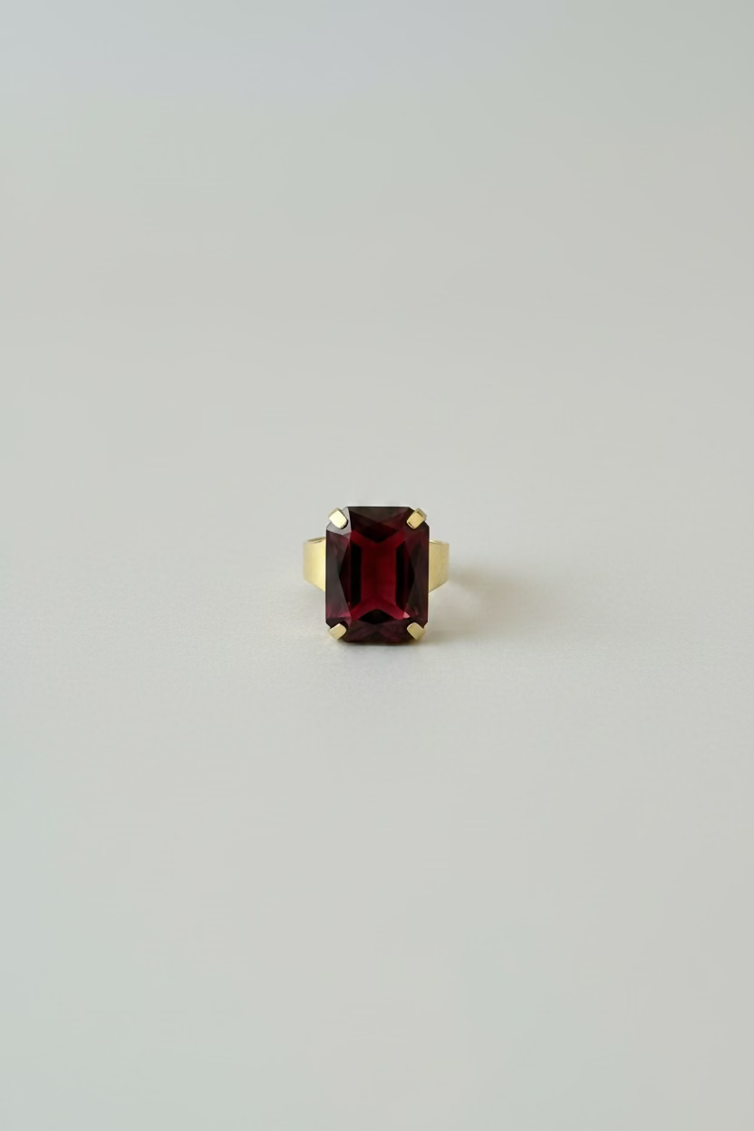BIBA Statement-Ring Deep Ruby – Gold & Dunkelrot