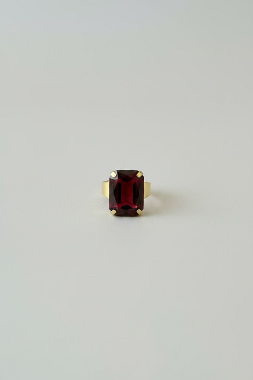 BIBA Statement-Ring Deep Ruby – Gold & Dunkelrot
