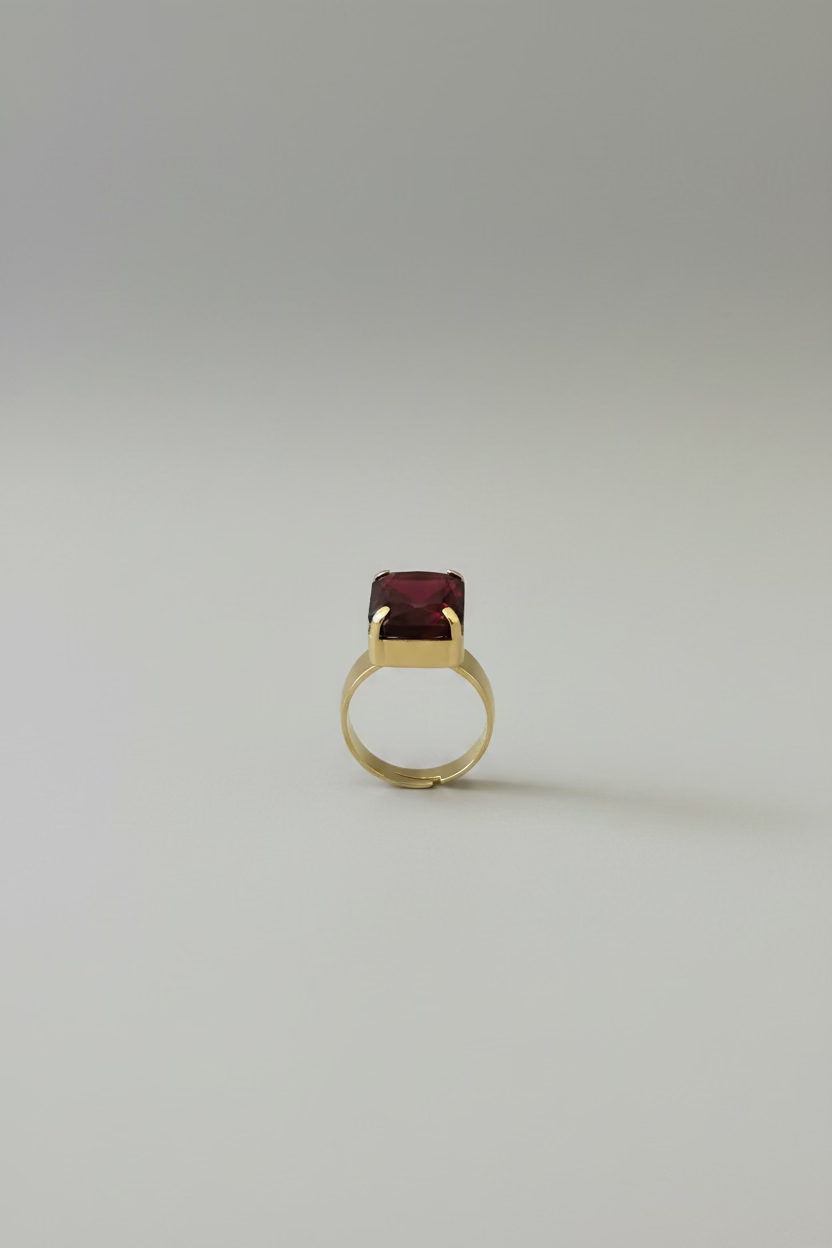 BIBA Statement Ring Deep Ruby – Gold & Dark Red