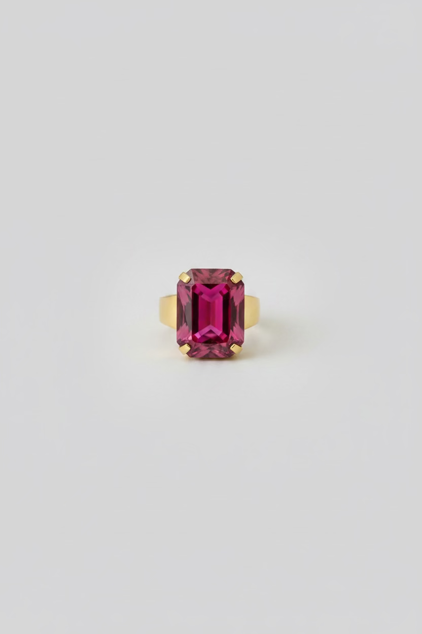 BIBA Statement Ring Fuchsia Glow – Gold & Pink