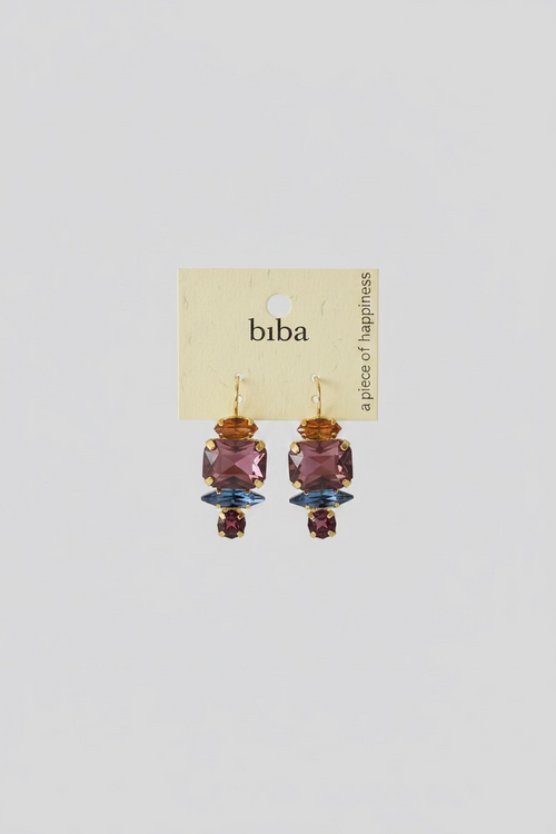 BIBA Statement-Ohrringe Jewel Mix – Bordeaux, Blau & Gold