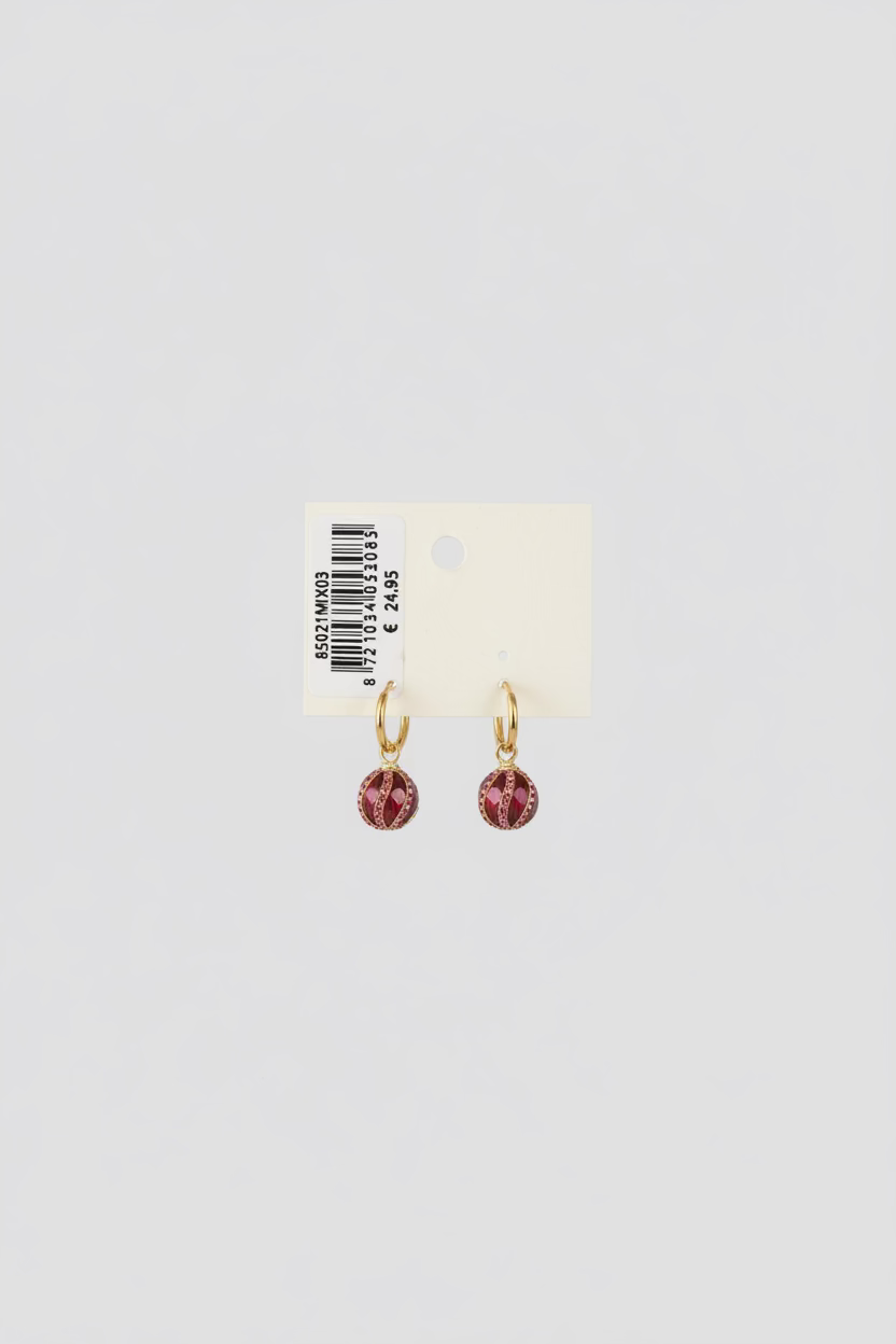 BIBA Mini Hoop Earrings Berry Orb – Gold & Pink