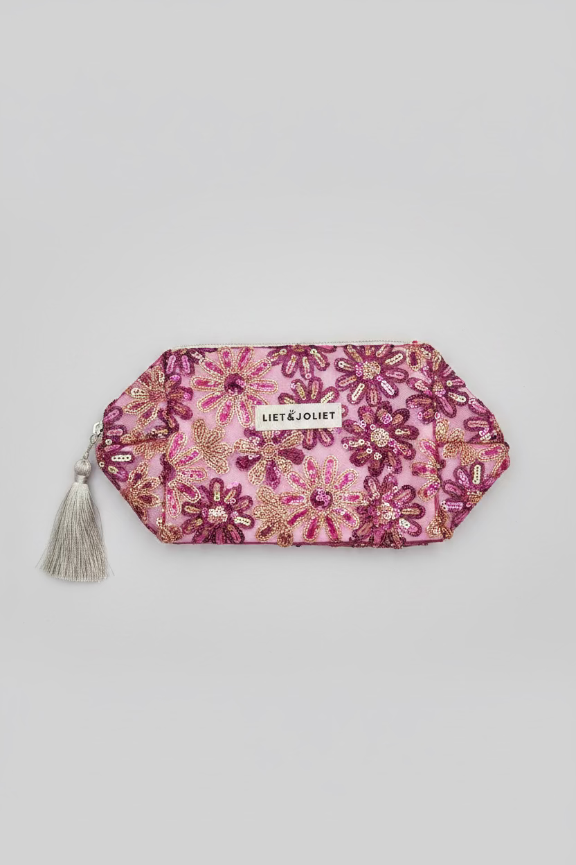 LIET & JOLIET Statement Clutch Flower Sequin – Pink, Bordeaux & Gold