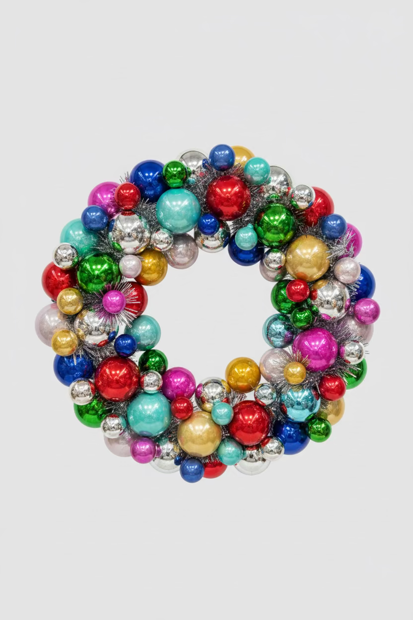 Christmas Wreath "Candy Pop" - Colorful & Silver