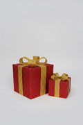 2er-Set LED Deko-Geschenke „Red & Gold Sparkle“ – Rot & Gold