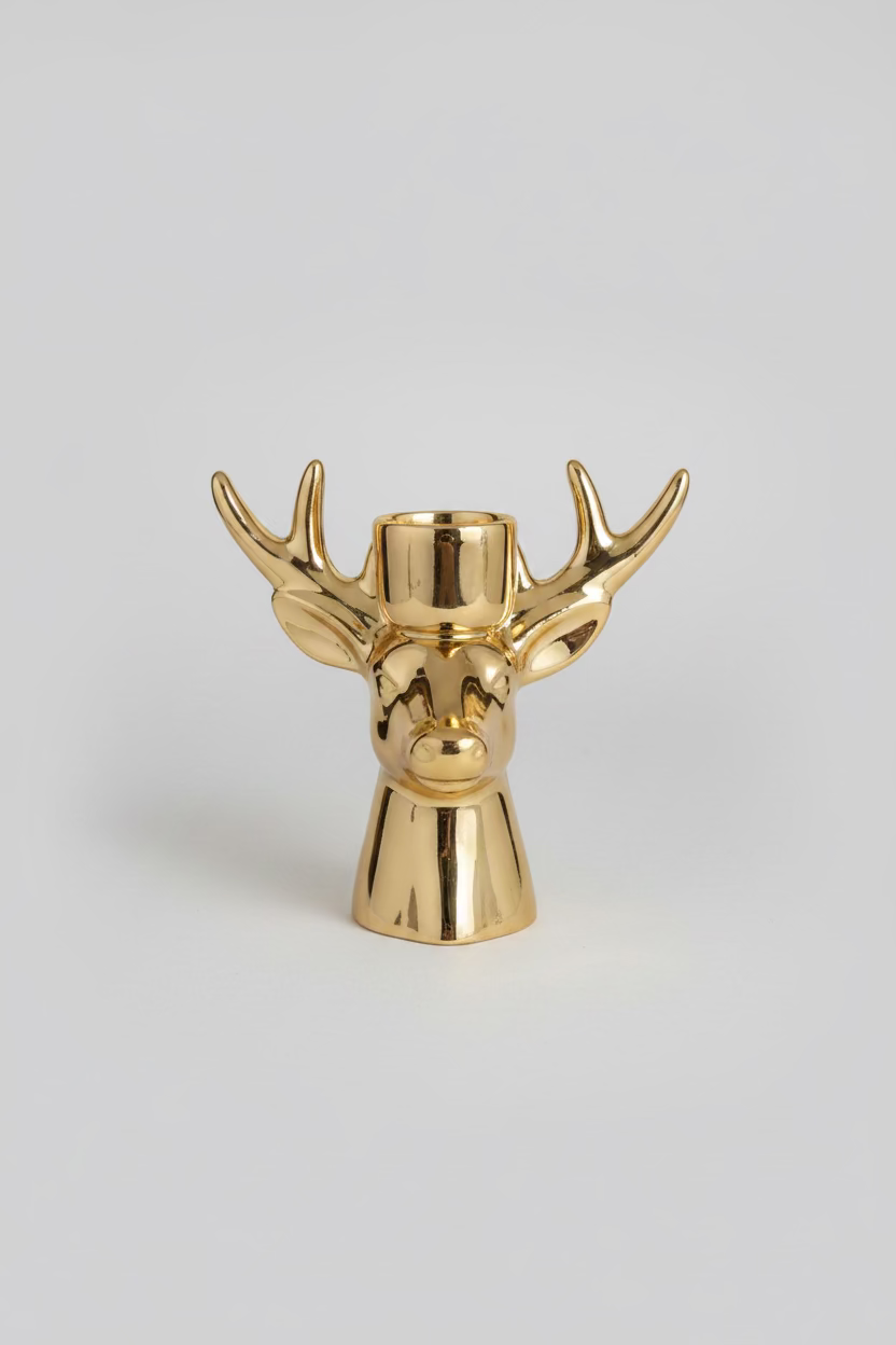 Reindeer Candle Holder "Golden Rudolph" - Gold