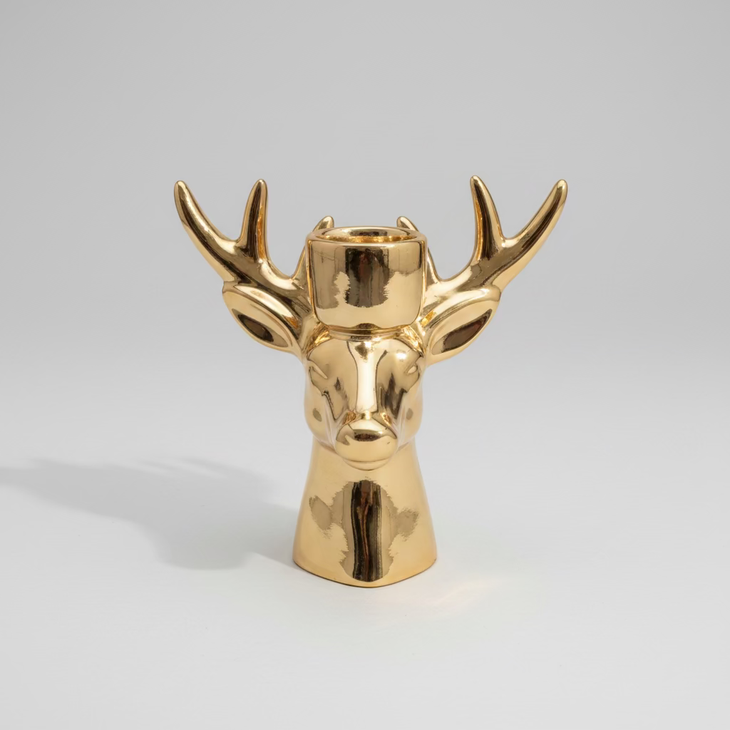 Reindeer Candle Holder "Golden Rudolph" - Gold