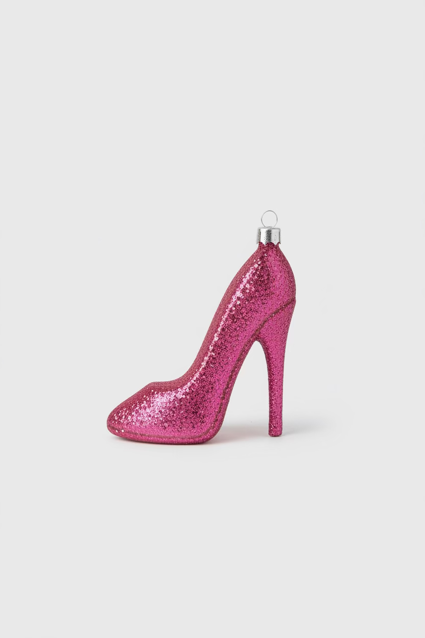 Christmas Ornament High Heel "Pink Glitter" - Pink