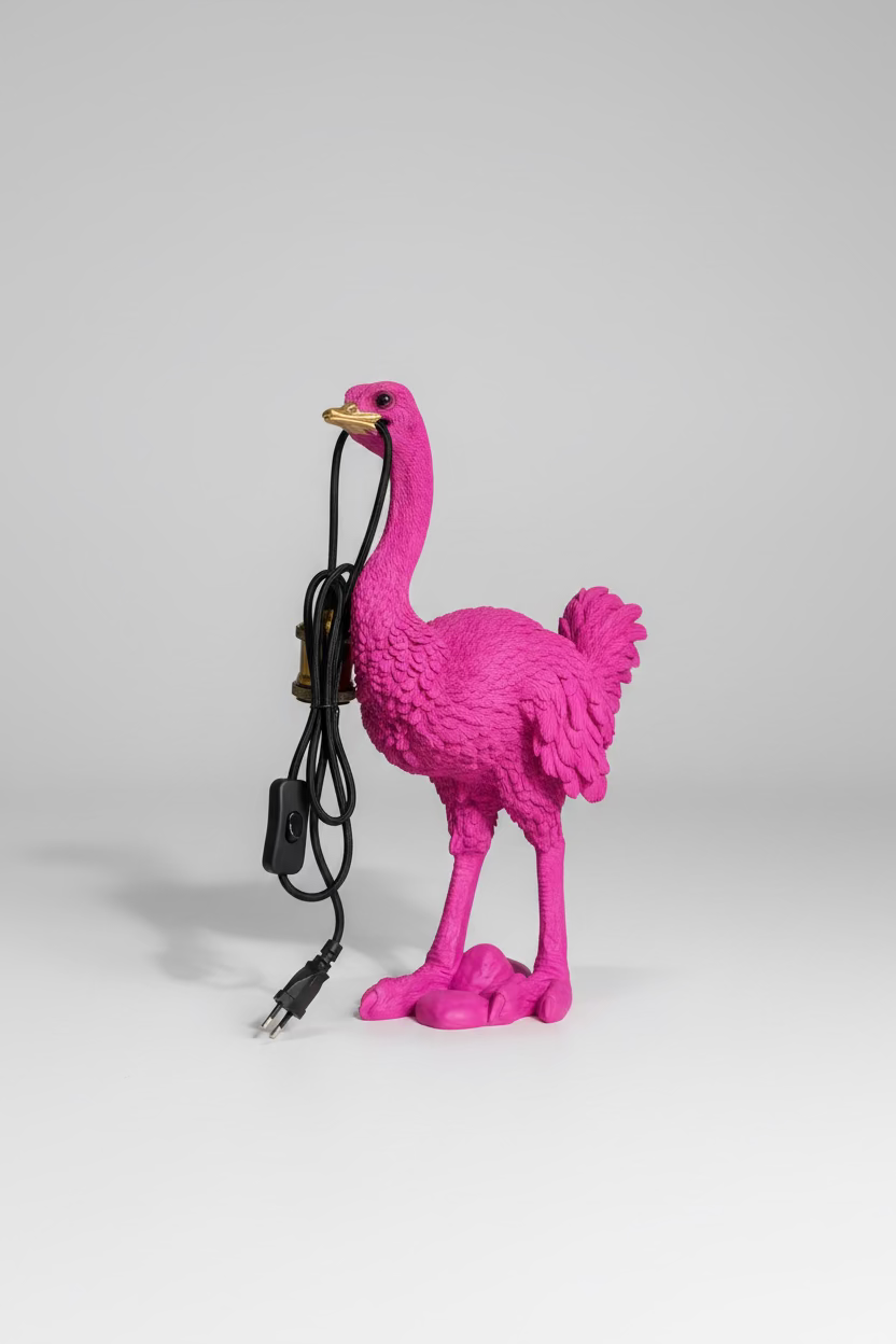 Ostrich Lamp "Pink Ostrich" – 45 cm