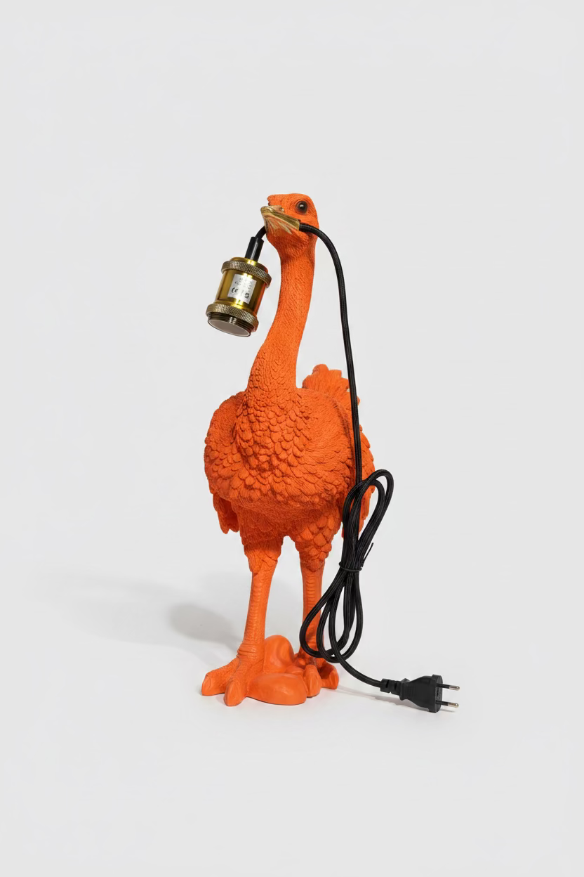 Ostrich Lamp "Orange Ostrich" - Orange, 45 cm