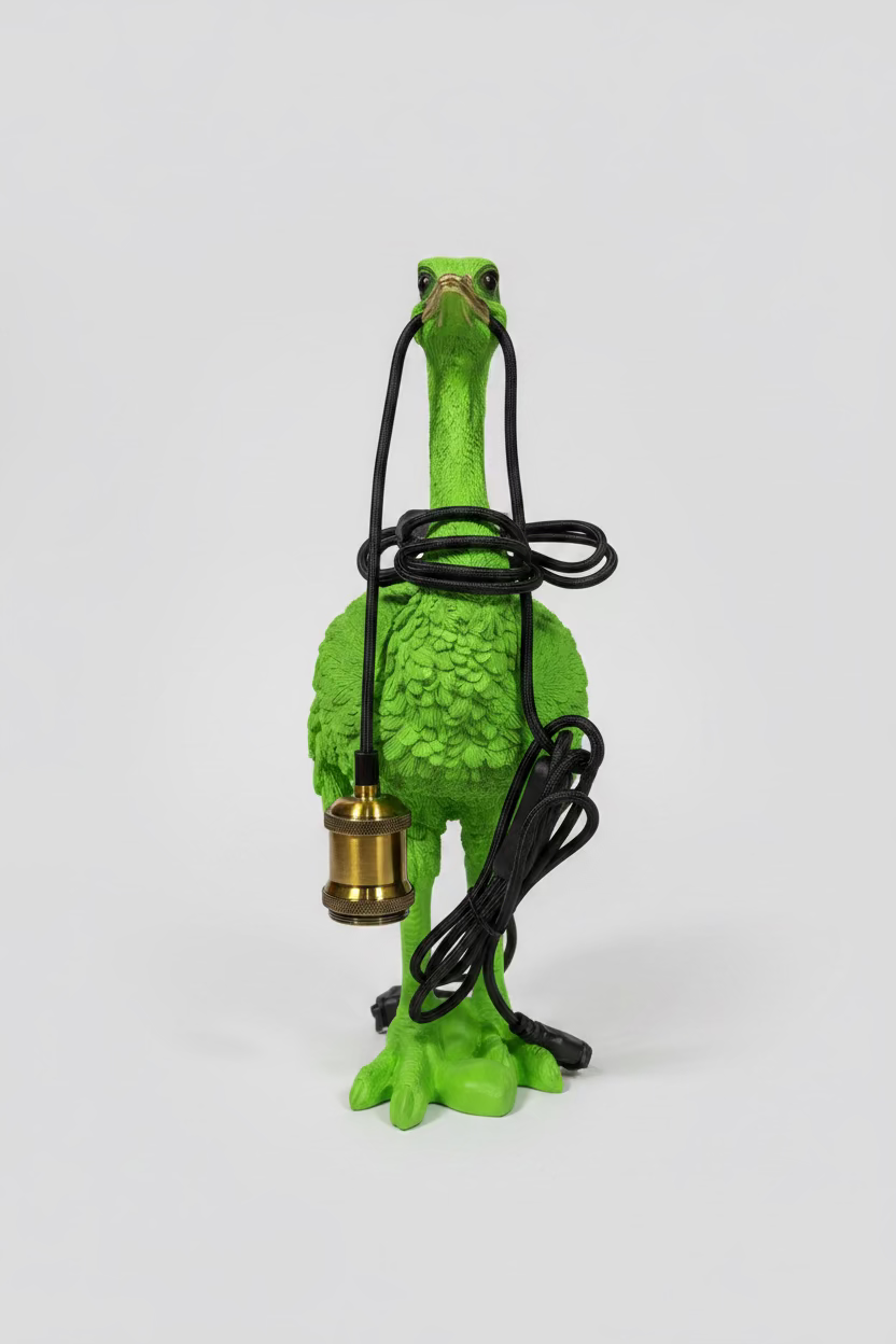 Ostrich Lamp "Green Ostrich" – Green, 45 cm