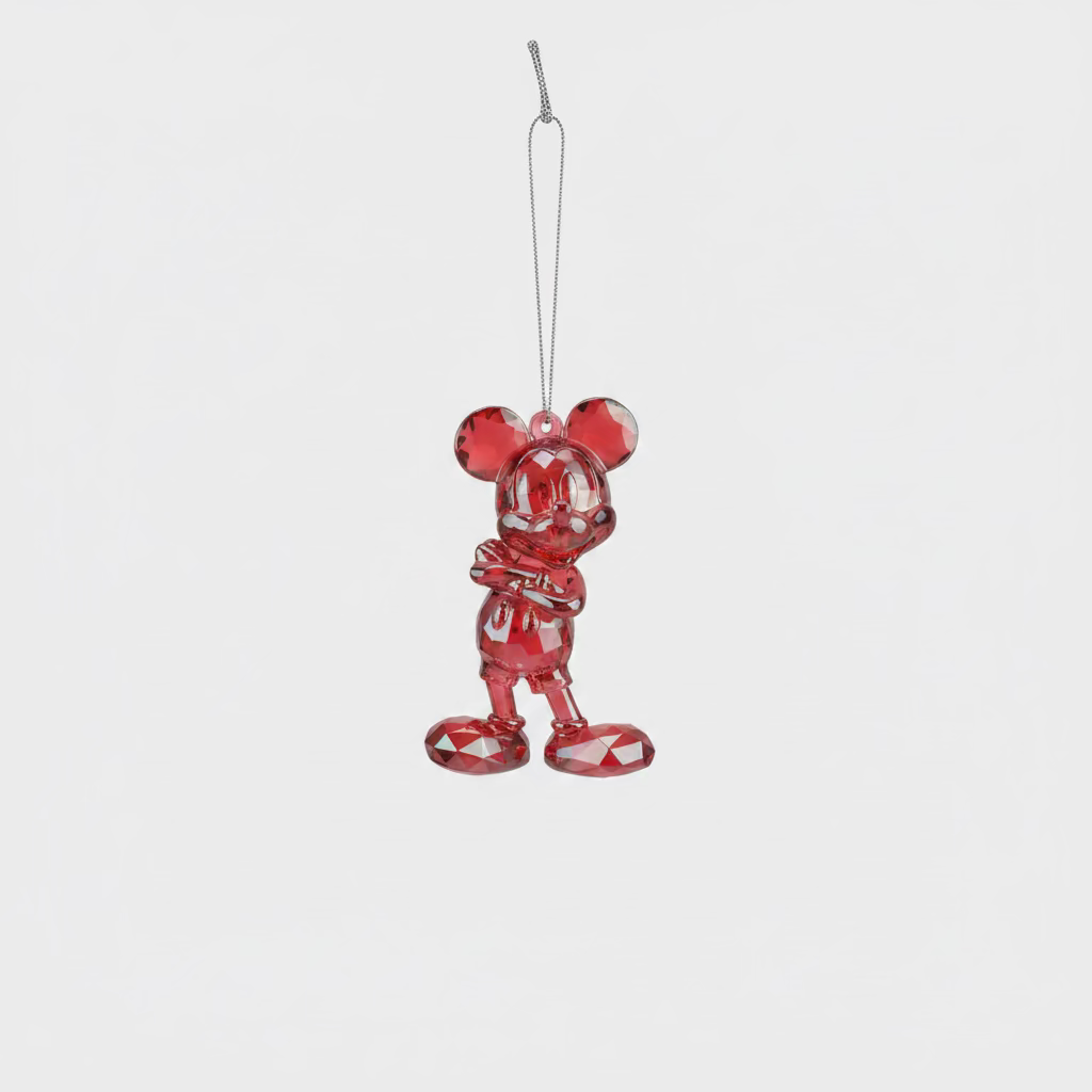 Disney Christmas Ornament "Mickey Mouse Crystal Red" - Red Transparent