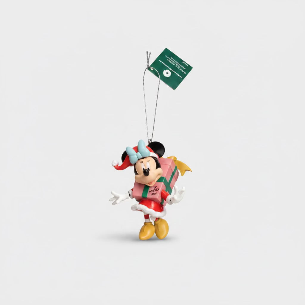 Disney Christmas Ornament "Minnie Mouse with Gift" - Pink & Green