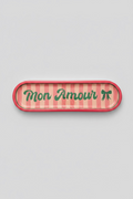 Mon Amour Tablett aus Mangoholz – Pink & Grün