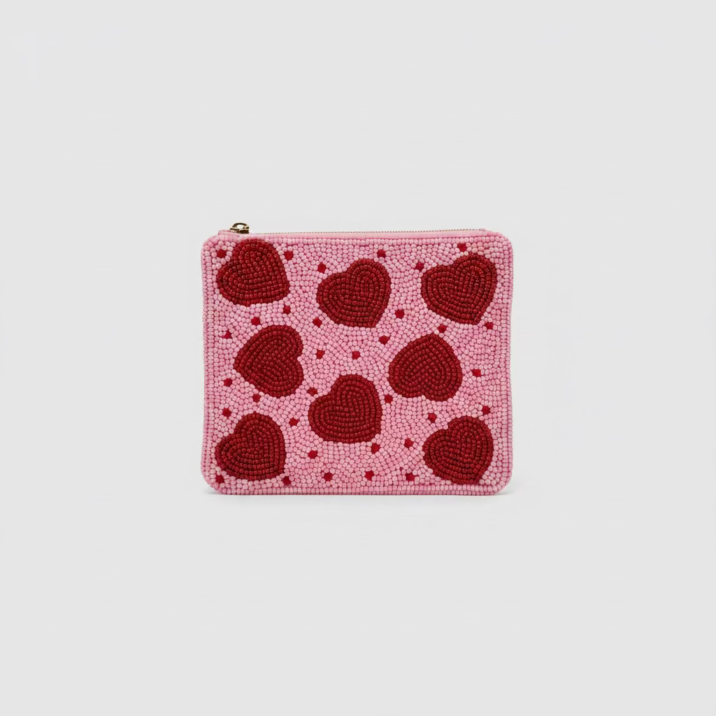 LIET & JOLIET Perlen-Clutch Hearts – Pink & Rot