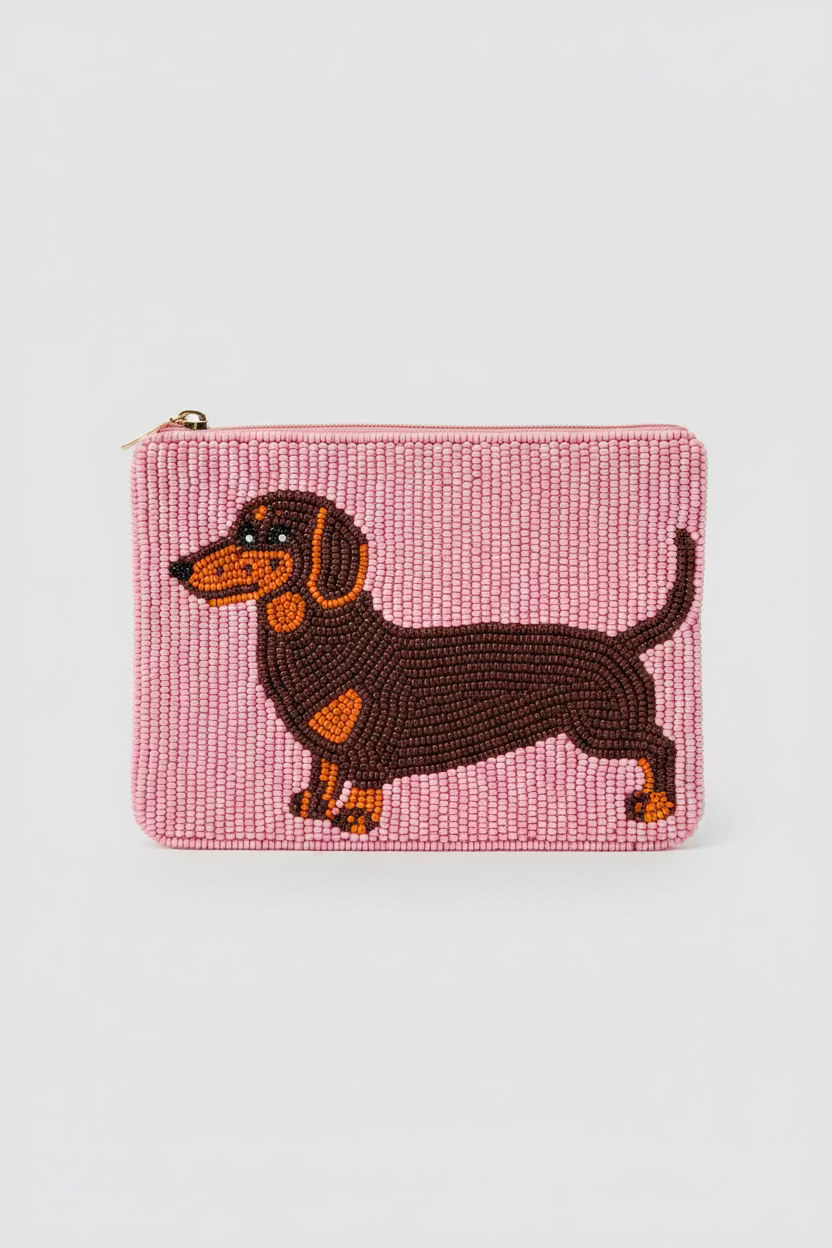 LIET & JOLIET Perlen-Clutch Dackel – Pink