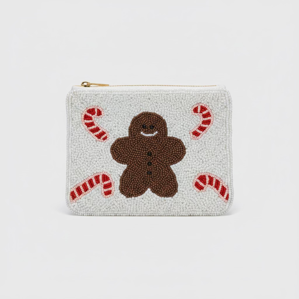 LIET & JOLIET Perlen-Clutch Gingerbread – Weiß