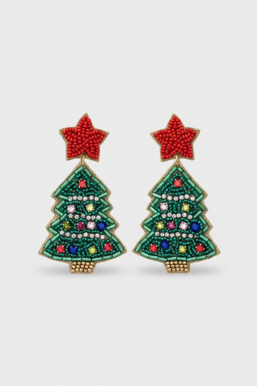 BIBA Statement-Ohrringe Weihnachtsbaum – Grün/Rot
