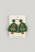 BIBA Statement-Ohrringe Weihnachtsbaum mit Schmucksteinen – Grün