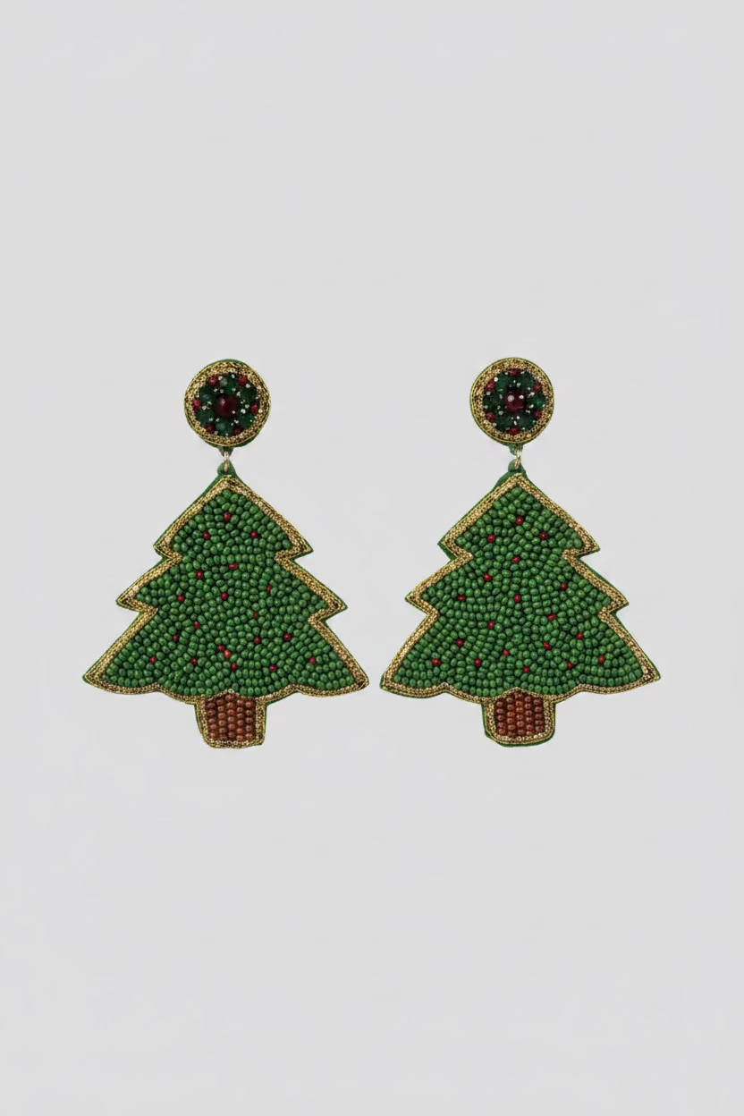 BIBA Statement-Ohrringe Weihnachtsbaum – Grün/Gold