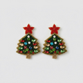 BIBA Statement-Ohrringe Weihnachtsbaum mit Schmucksteinen – Grün/Multicolor