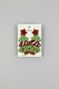BIBA Statement-Ohrringe Weihnachtsbaum mit Candy Cane – Grün/Rot