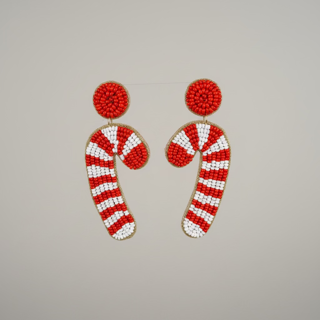 BIBA Statement-Ohrringe Candy Cane – Rot/Weiß