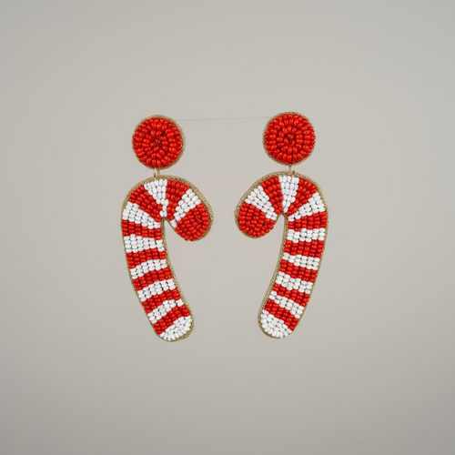 BIBA Statement-Ohrringe Candy Cane – Rot/Weiß