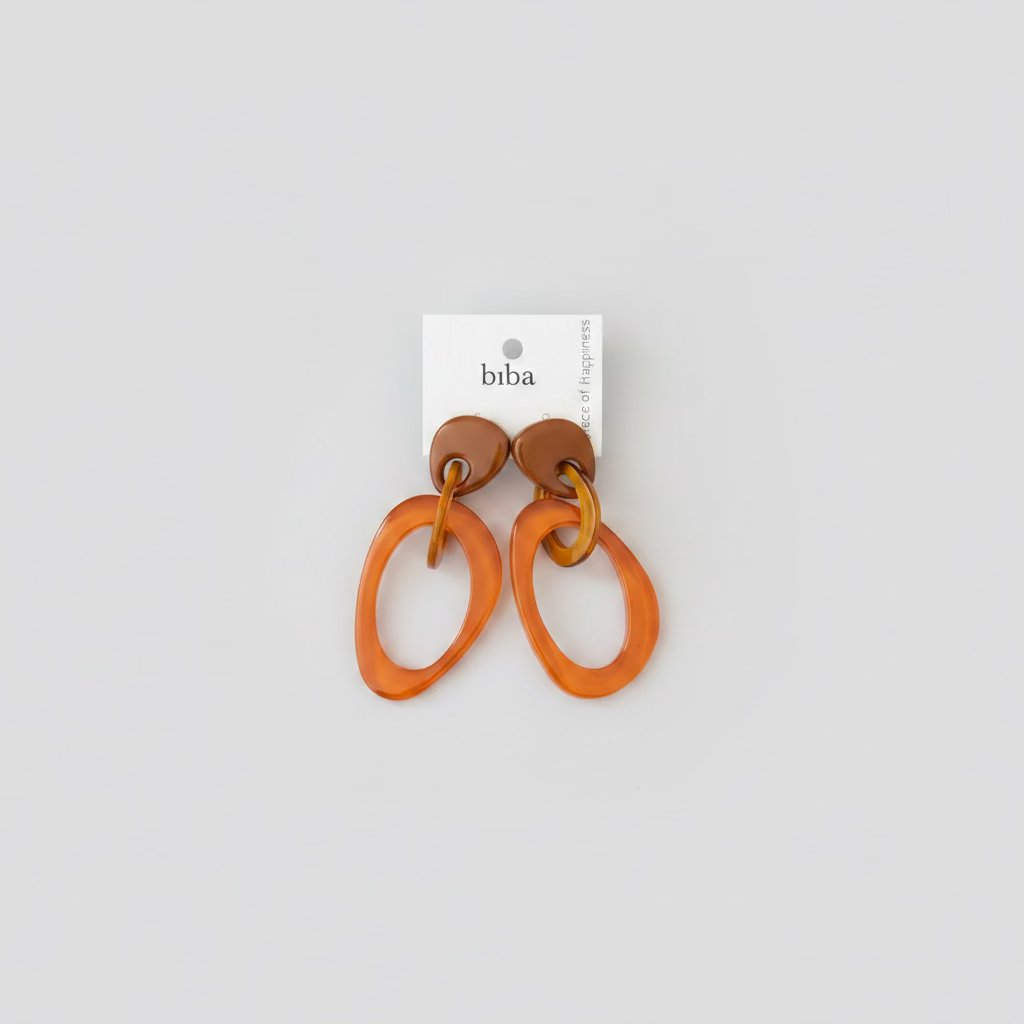 BIBA Statement-Ohrringe Retro Drop – Orange & Rosé