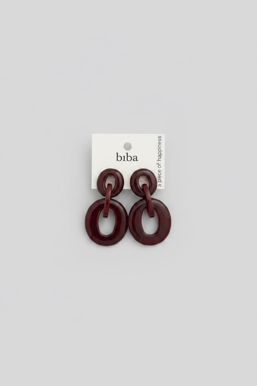 BIBA Retro Statement-Ohrringe – Bordeaux