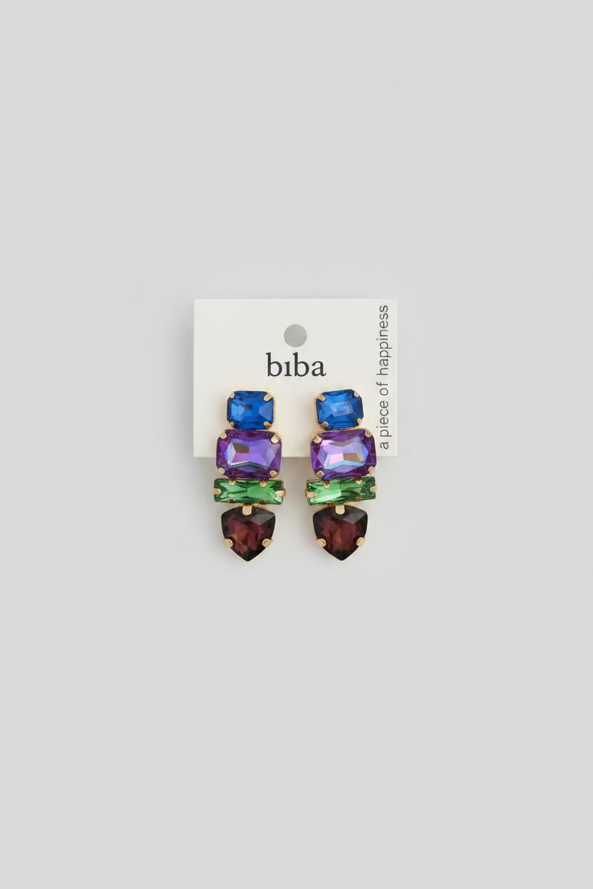 BIBA Statement-Ohrringe Jewel Mix – Blau, Grün & Rot