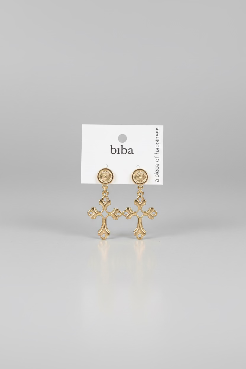 BIBA Cross Statement-Ohrringe – Gold