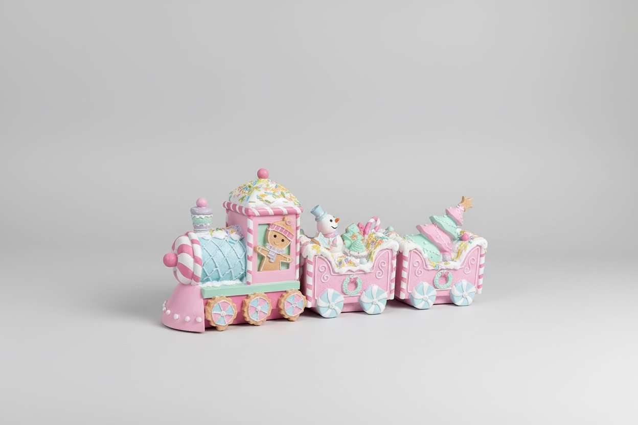 Candy Christmas Lebkuchen-Zug – Pink & Mint – 45 cm