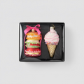 Weihnachtsanhänger 2er-Set „Macarons & Eiscreme“ – Pink