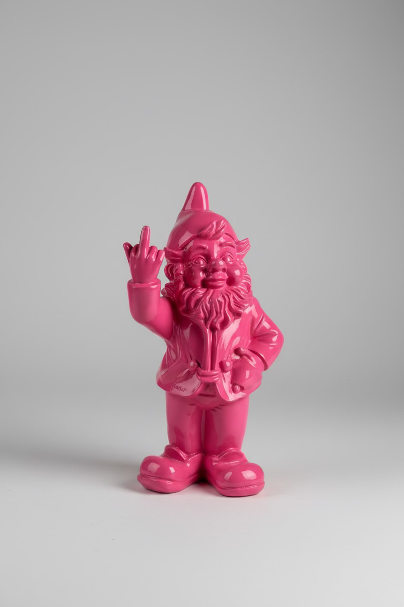 Frecher Statement Gartenzwerg Pink – Pop Art Dekofigur