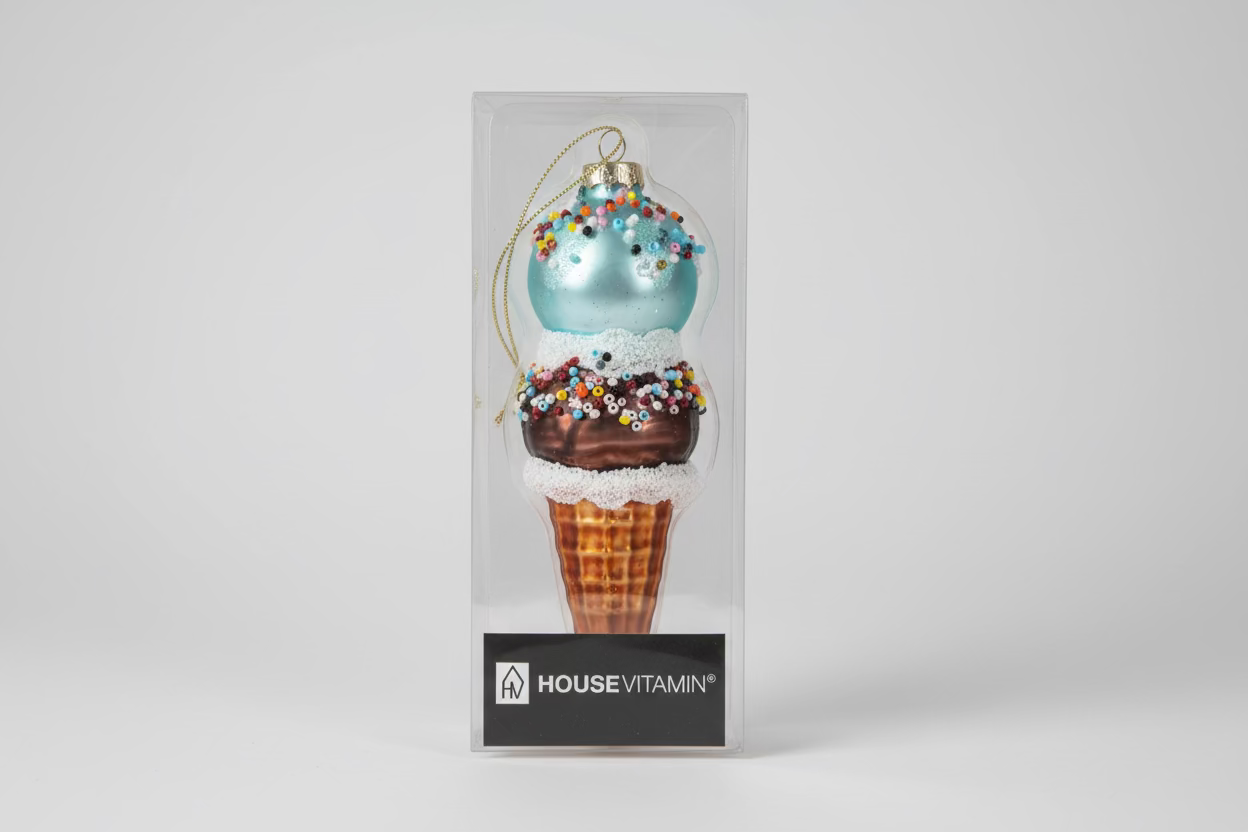 Weihnachtsanhänger „Ice Cream“ – Türkis/Braun