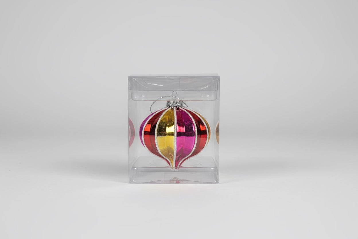 Weihnachtsanhänger Retro Kugel – Pink/Rot/Gold