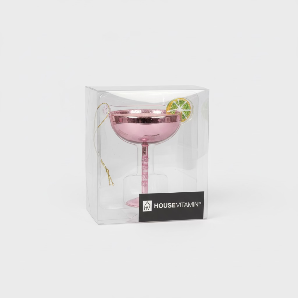 Weihnachtsanhänger Cocktailglas – Pink