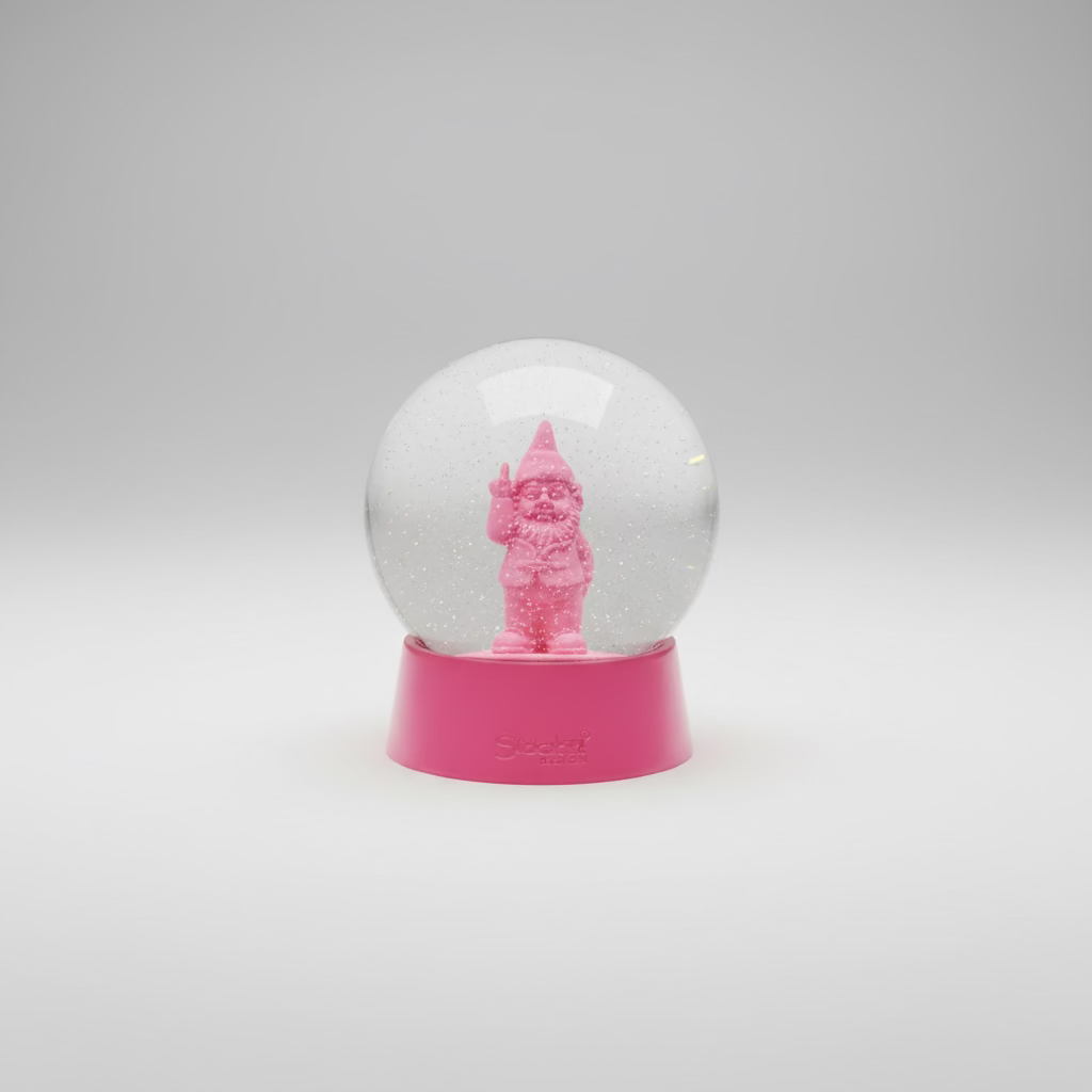 Stoobz Design Schneekugel „Flipping the Bird“ – Fuchsia