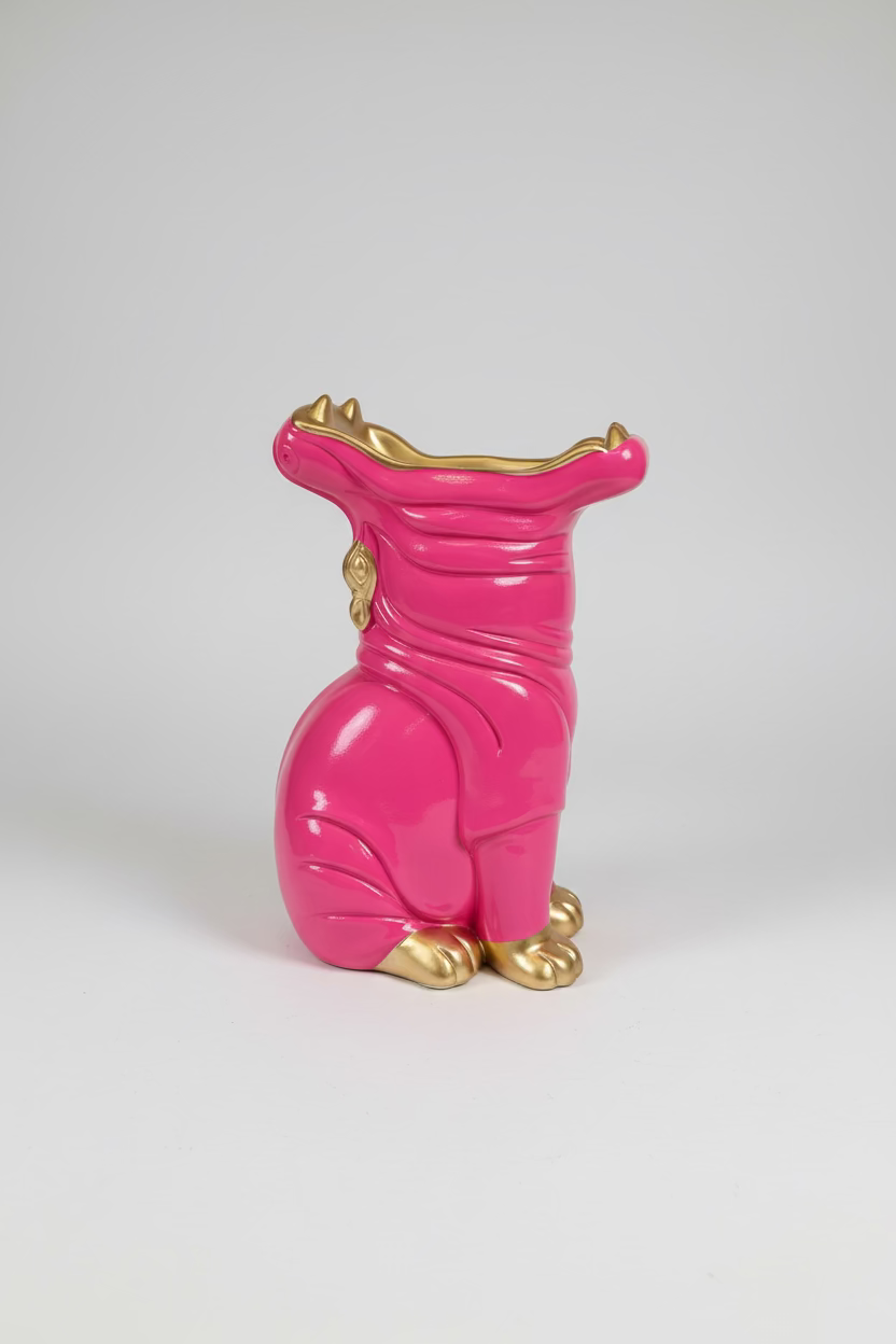 Statement Tier-Vase – Pink oder Lila mit Gold