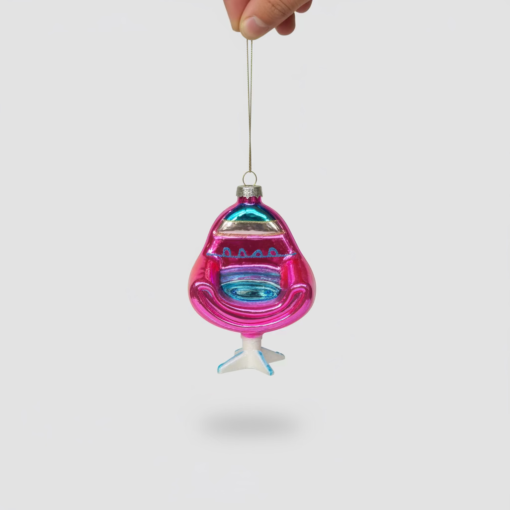 Weihnachtsanhänger Retro Sessel – Pink & Türkis
