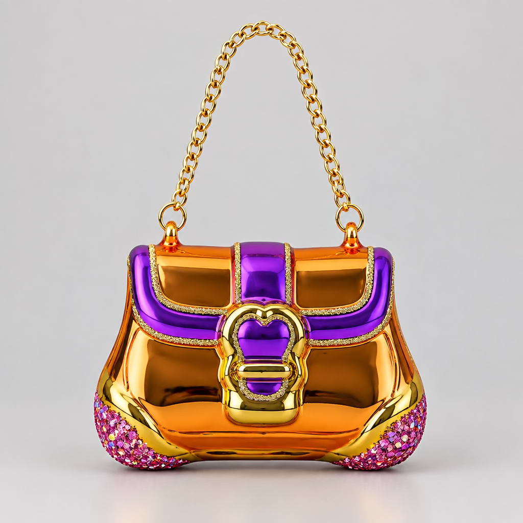 Weihnachtsanhänger „Handtasche“ Gold & Lila