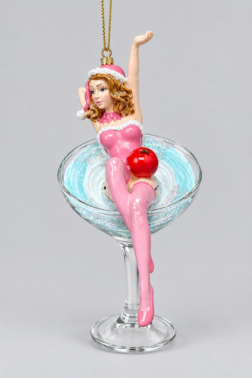 Weihnachtsanhänger „Cocktail Lady“ Pink