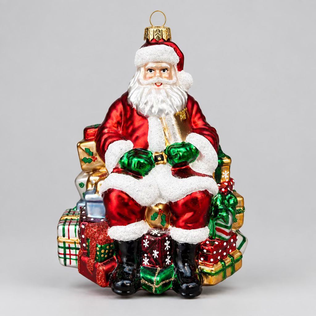 Weihnachtsanhänger Santa mit Geschenken – Rot/Grün