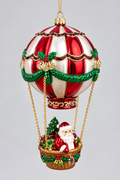 Weihnachtsanhänger Heißluftballon mit Santa – Rot/Grün