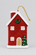 Weihnachtsanhänger Glitzerhaus – Rot