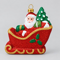 Weihnachtsanhänger „Santa im Schlitten“ – Rot mit Glitzer